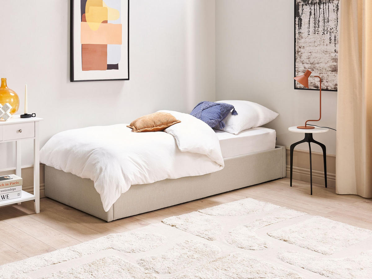 POLSTERBETT 90/200cm Beige Dinan - Beige, Textil (90/200cm) - Beliani