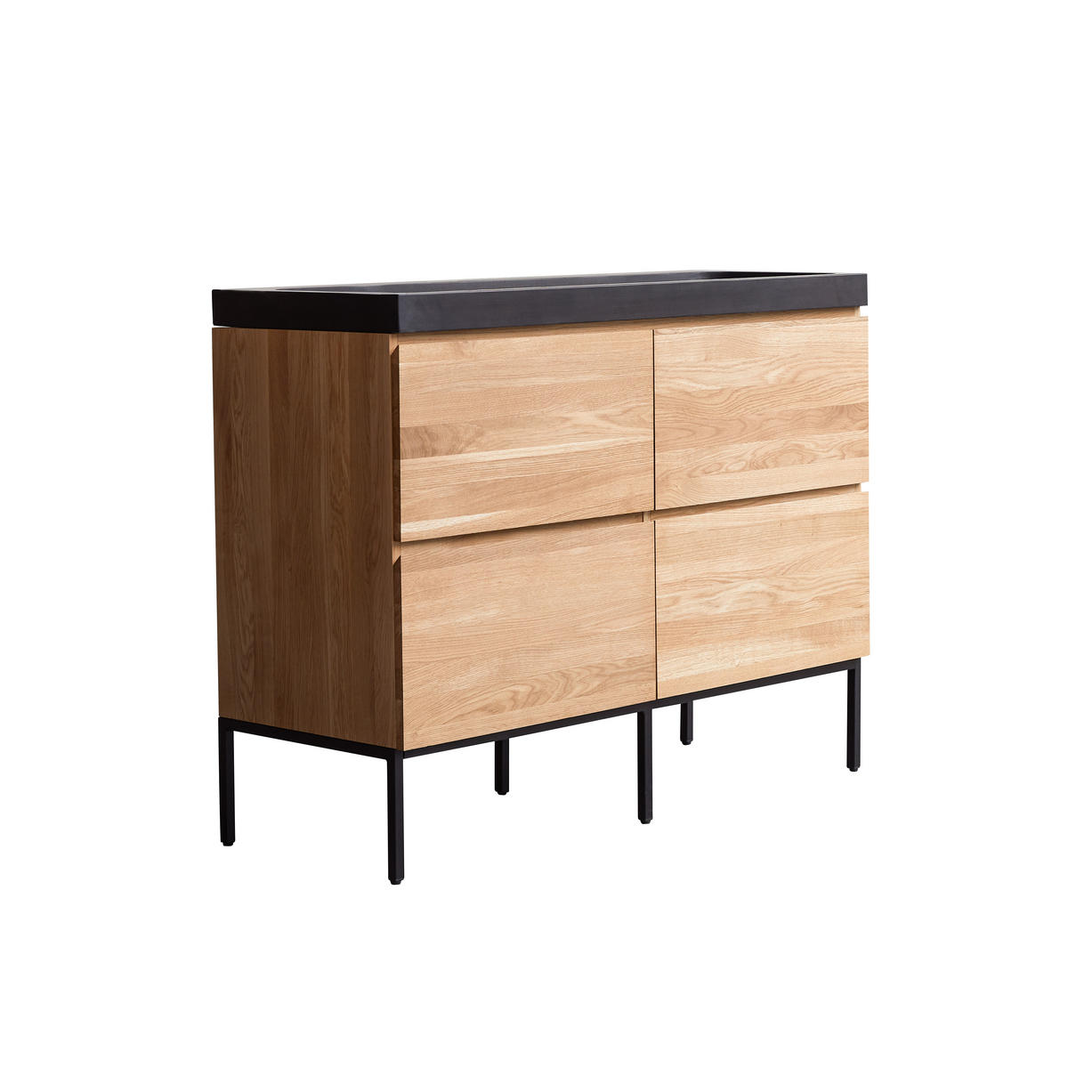 BADEZIMMERMÖBEL Nova Schwarz aus Eiche - Schwarz, Holz (121/95/46cm) - Tikamoon