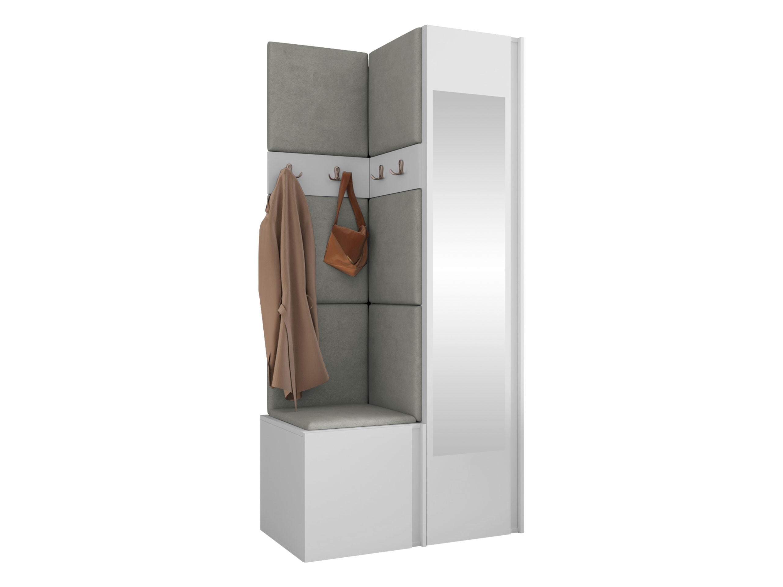 GARDEROBEN-SET Orion XXV - Weiß/Grau, Holzwerkstoff/Kunststoff (82/186/46cm) - MIRJAN24
