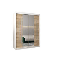SCHWEBETÜRENSCHRANK 200/150/62 2-türig - Silberfarben/Weiß, Holz/Kunststoff (150/200/62cm) - Abiks Möbel