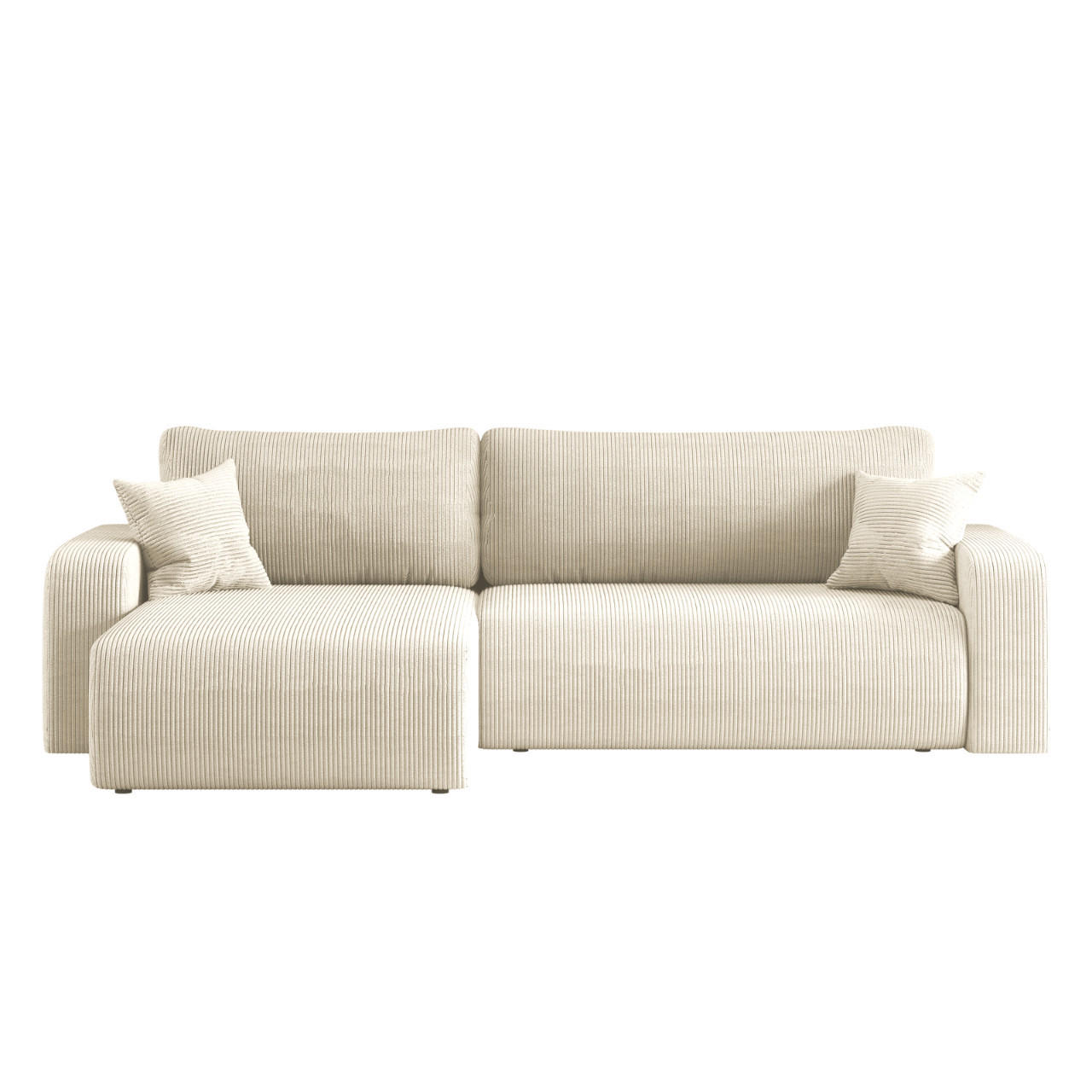 SCHLAFSOFA MILANO XL und bettkasten stoff Poso Dicker Cord Ecru Links - Ecru, Holz (274/82/145cm) - Kaiser Möbel