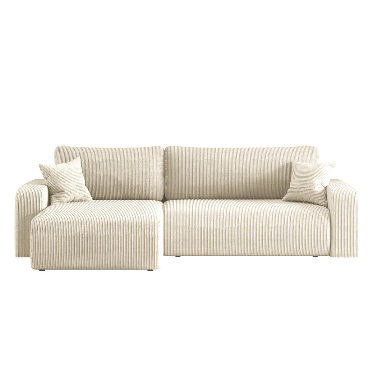 SCHLAFSOFA MILANO XL und bettkasten stoff Poso Dicker Cord Ecru Links - Ecru, Holz (274/82/145cm) - Kaiser Möbel