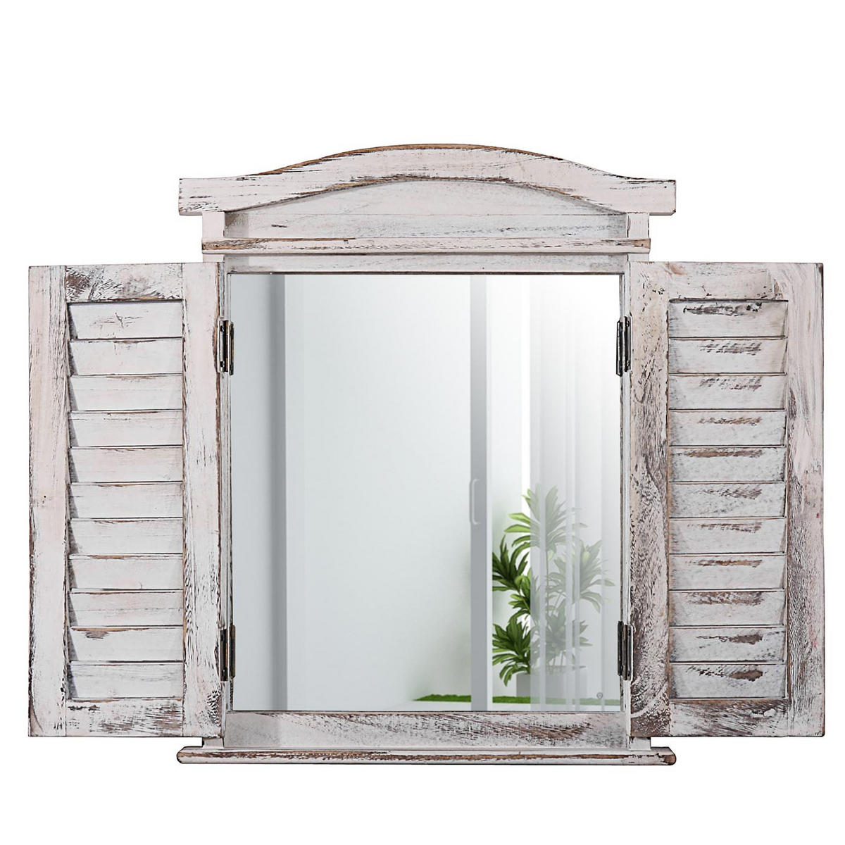 WANDSPIEGEL MIT FENSTERLÄDEN Weiß - Weiß, Holz (42/53/5cm) - MCW