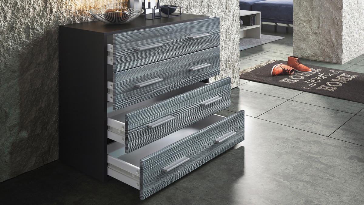 KOMMODE Pavos Sandgrau Hochglanz - Sandfarben, Holzwerkstoff (76/72/35cm) - Vladon