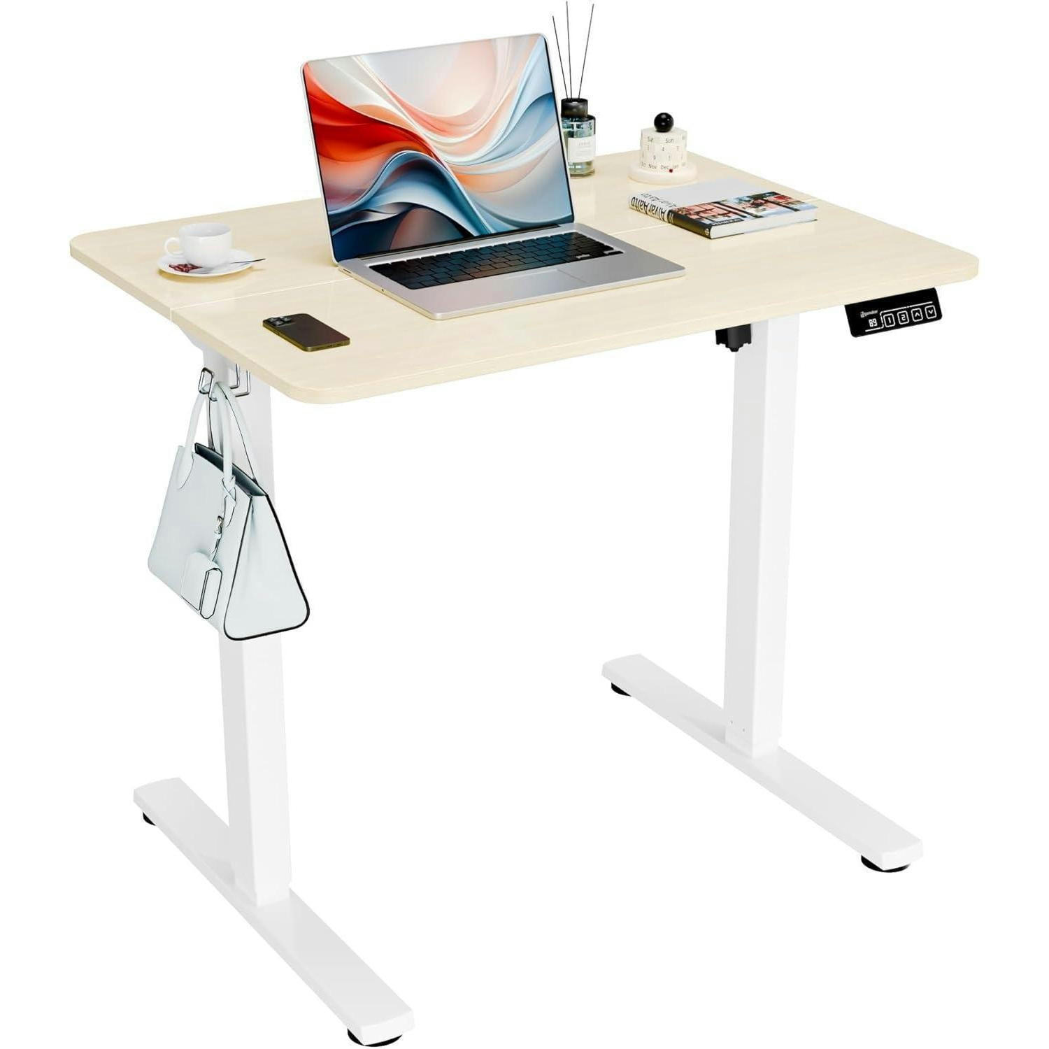 SCHREIBTISCH elektrisch höhenverstellbar 80 x 60 cm Eiche/Weiß - Multicolor, Holz (60/80/73cm)
