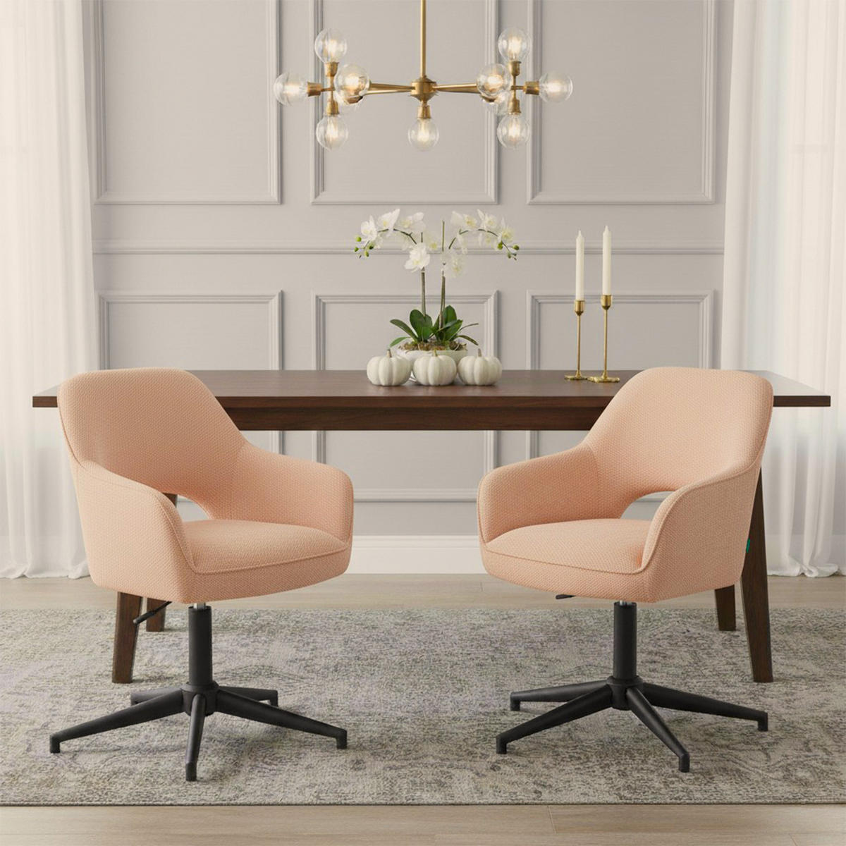 BÜROSTUHL Mika-Bryn - Schwarz/Rosa, Textil/Metall (60/84/65cm) - DUBI Möbel