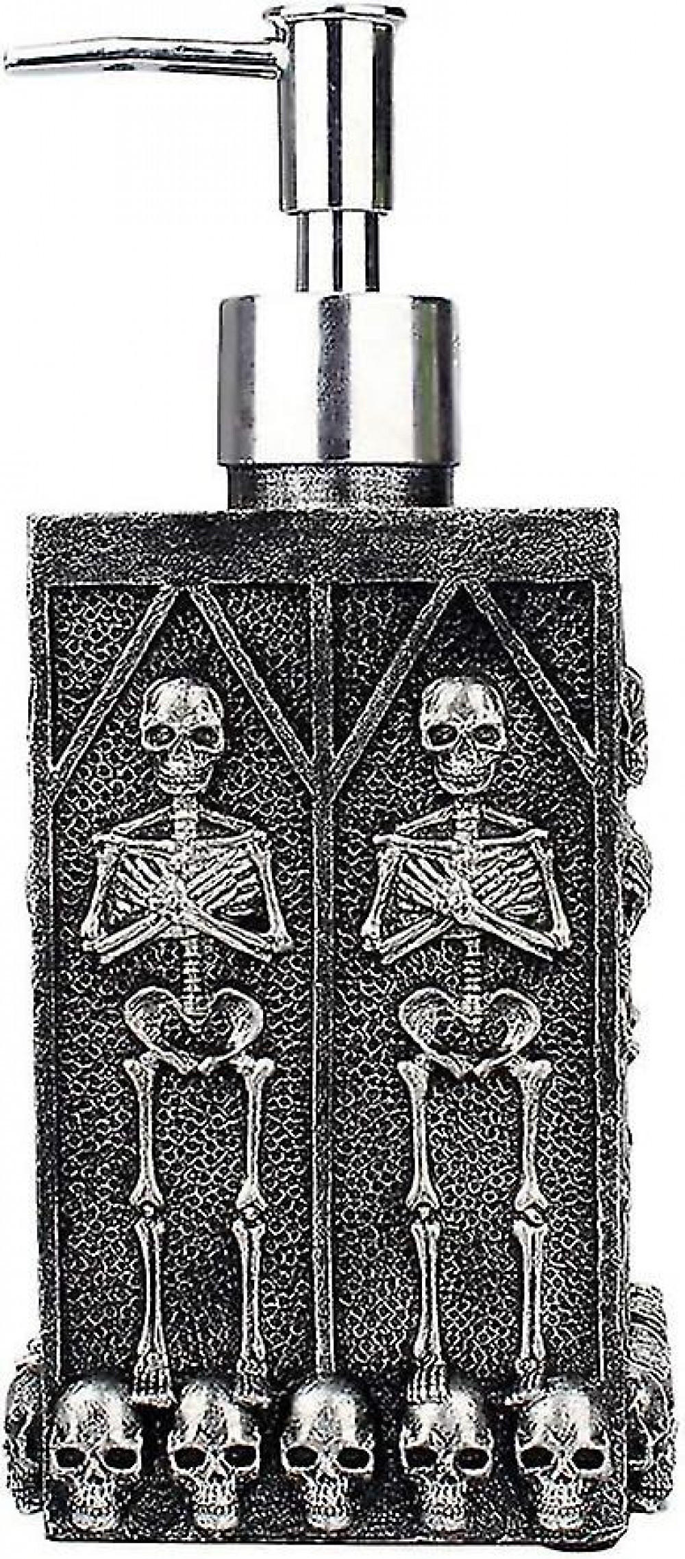 SEIFENSPENDER , Totenkopf-Duschgel-Spenderflasche – 460 ml - Silberfarben, Kunststoff (7.5/7.5/20.5cm) - BELZ