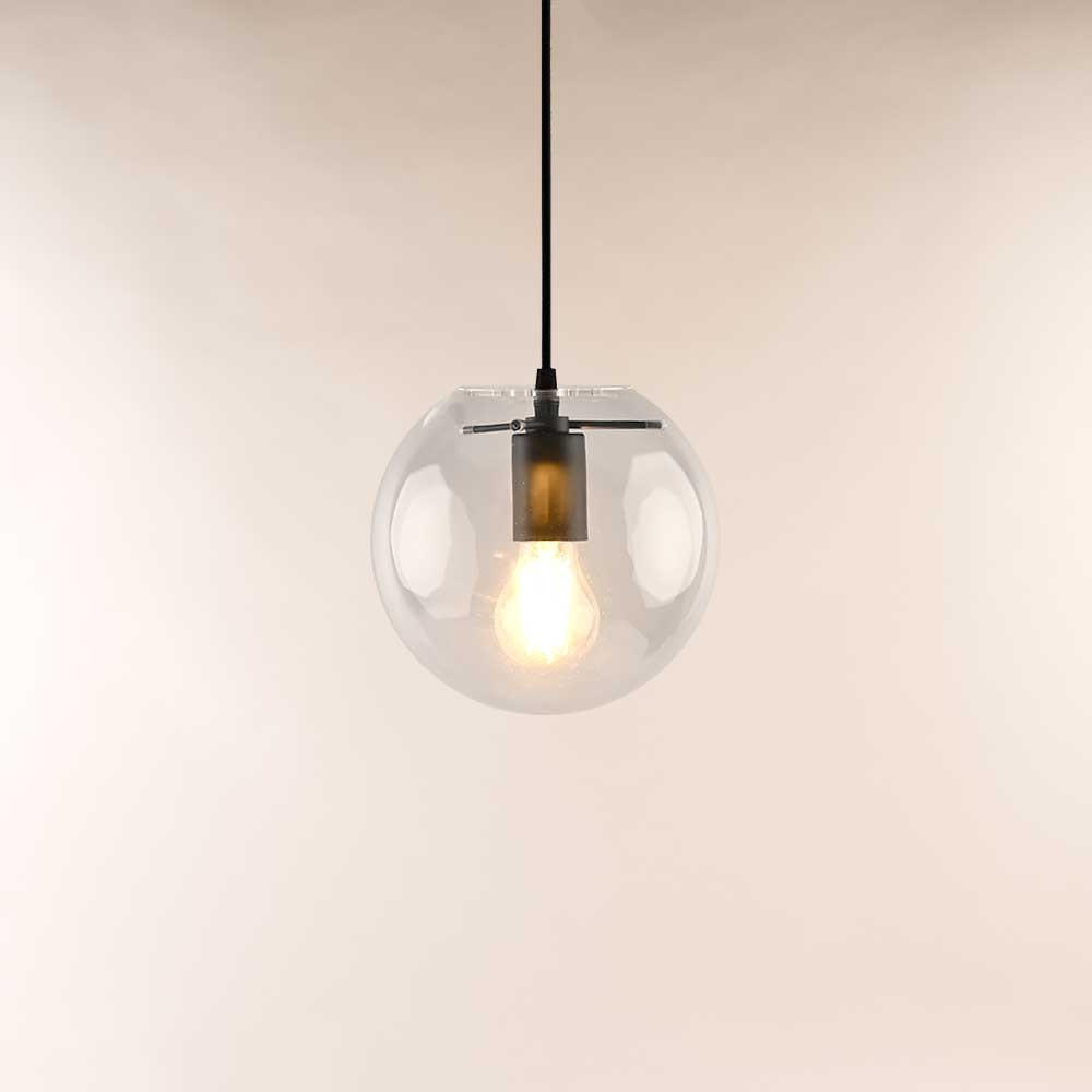 PENDELLEUCHTE Orb Schwarz/Klar Ø 20cm - Klar/Schwarz, Glas (20/20/20cm) - s.luce