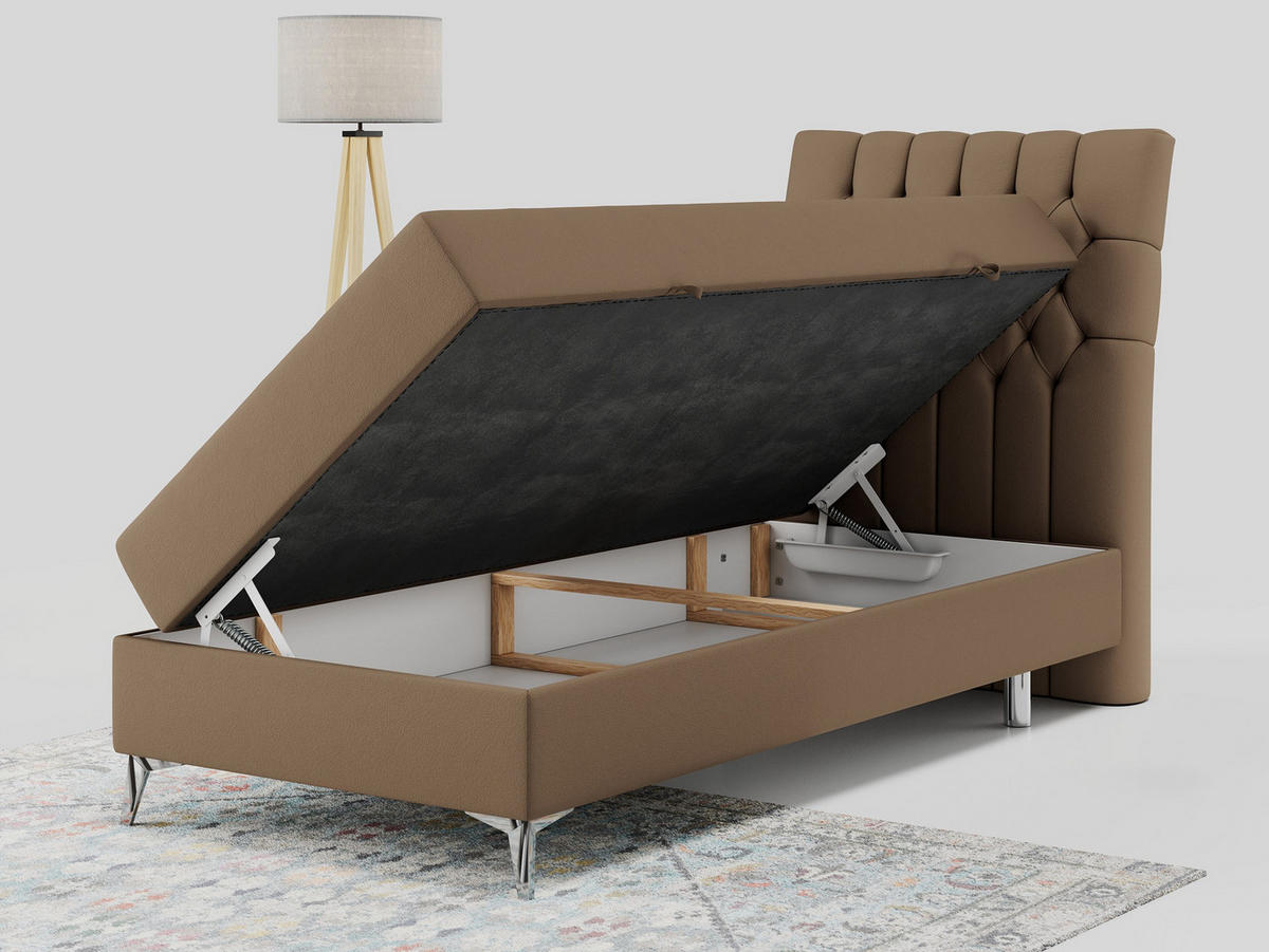 BOXBETT MILEN 90/200 Braun Kunstleder - H4 - Rechts Seite - Braun, Holz/Textil (90/200cm) - MKS