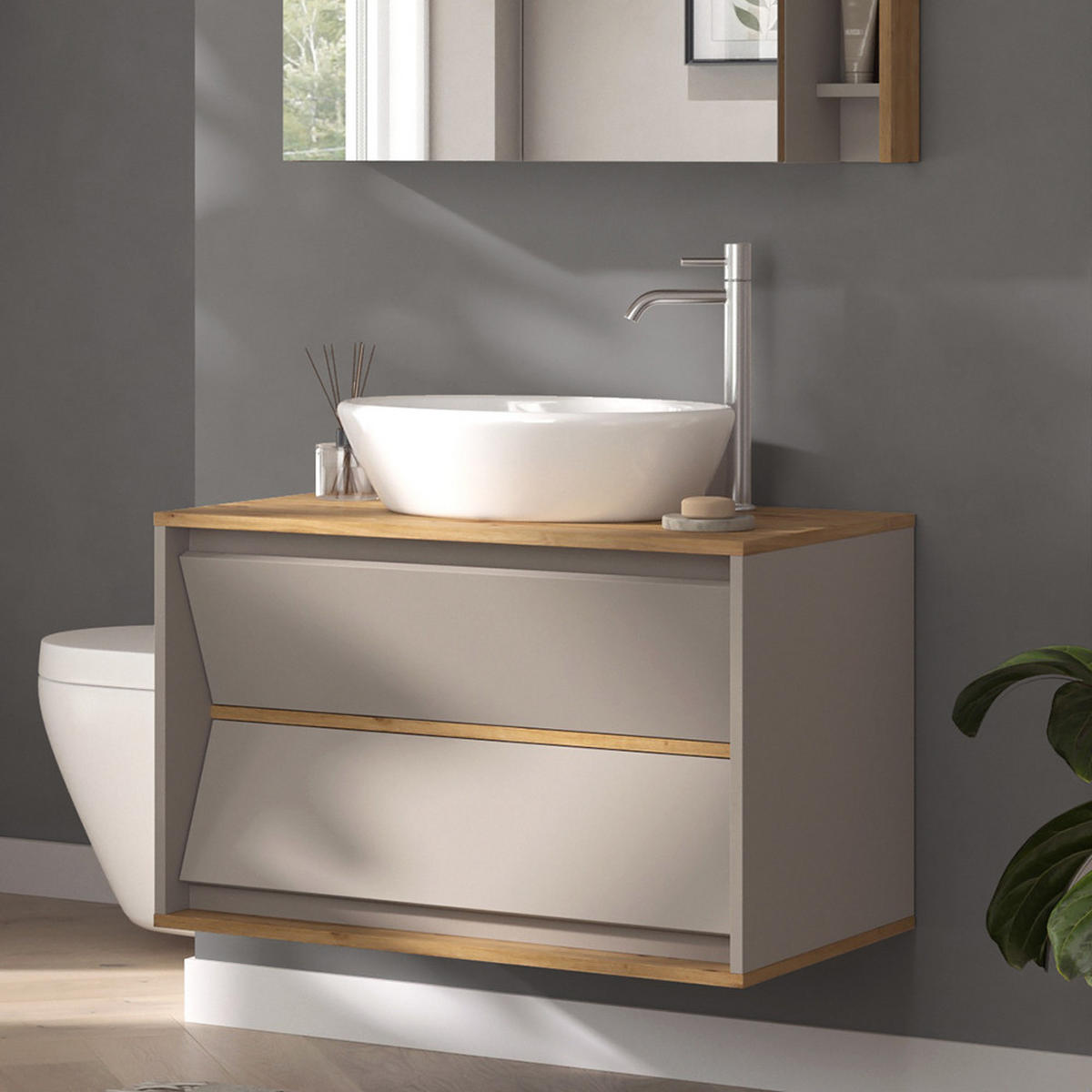 DOLNÍ SKŘÍŇKA POD DŘEZ Edelin Kašmír - kašmírová/světle šedá, kompozitní dřevo (80/50/45cm) - Vicco