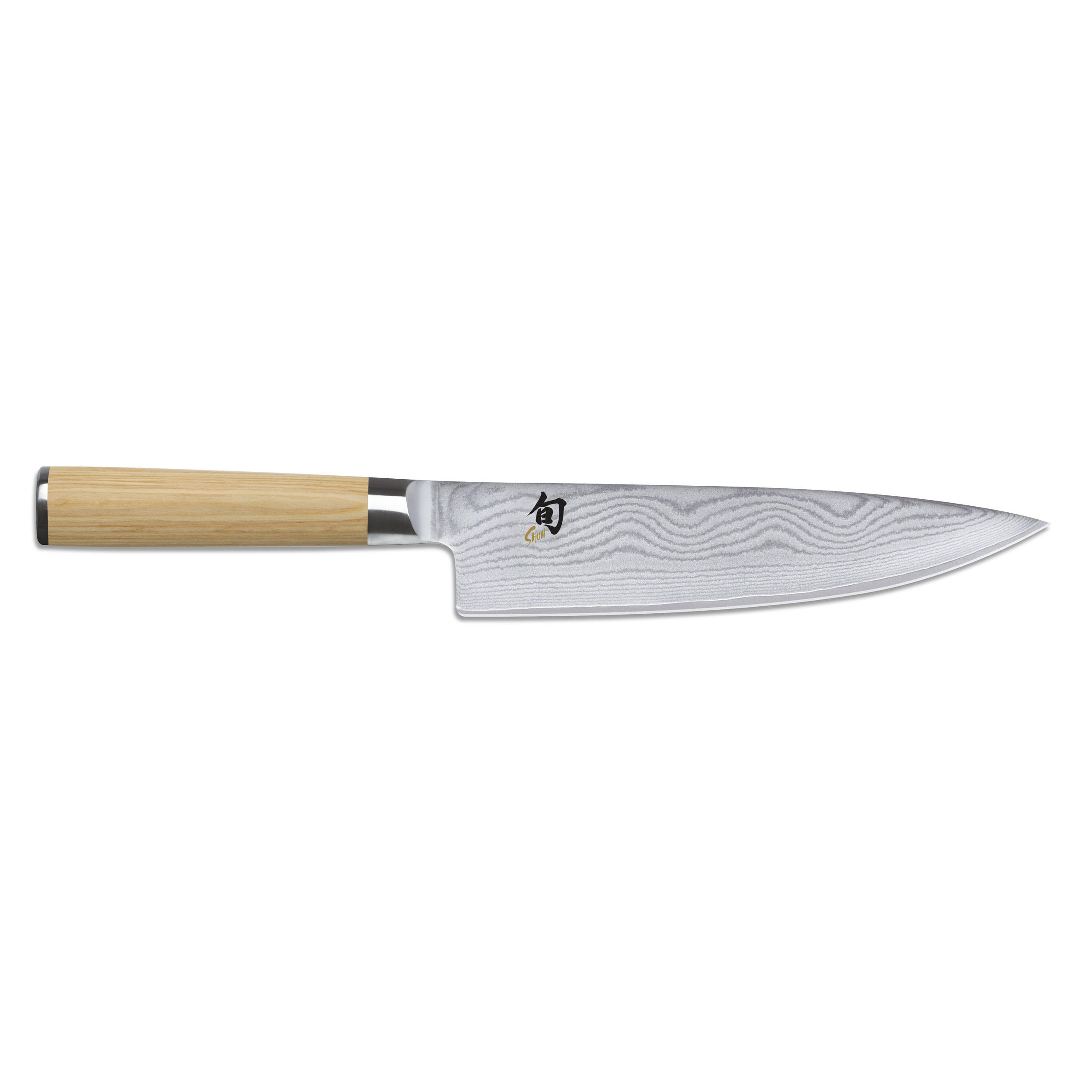 KOCHMESSER Shun Classic White, Pakkaholzgriff, Damaszenerstahl, Klingenlänge 20 cm - Silberfarben, Metall (39cm) - Kai Messer
