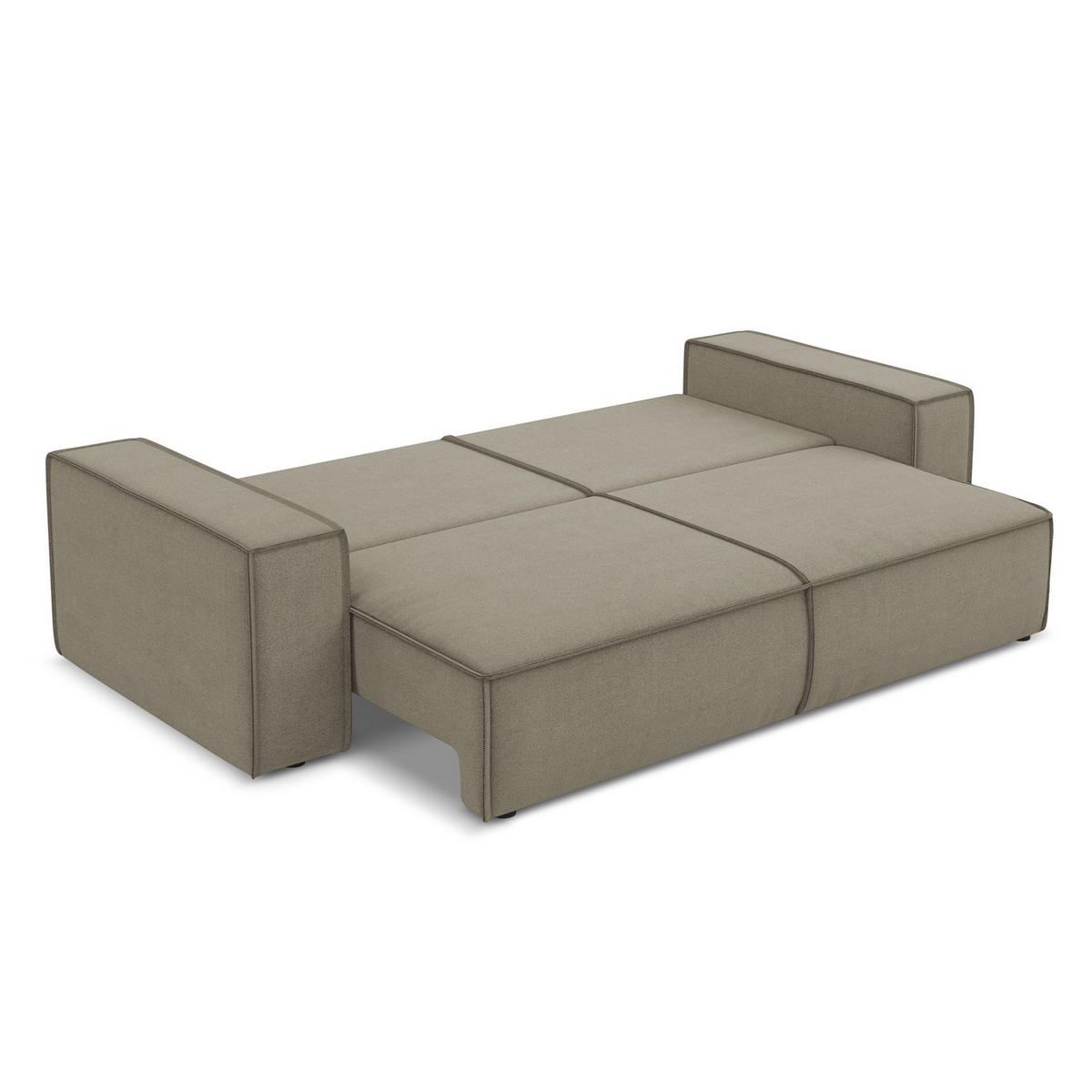 3-SITZER SOFA mit Schlaffunktion Strukturstoff Stoff Beige - Beige/Schwarz, Kunststoff/Textil (255/85/105cm) - LaMiaSofa