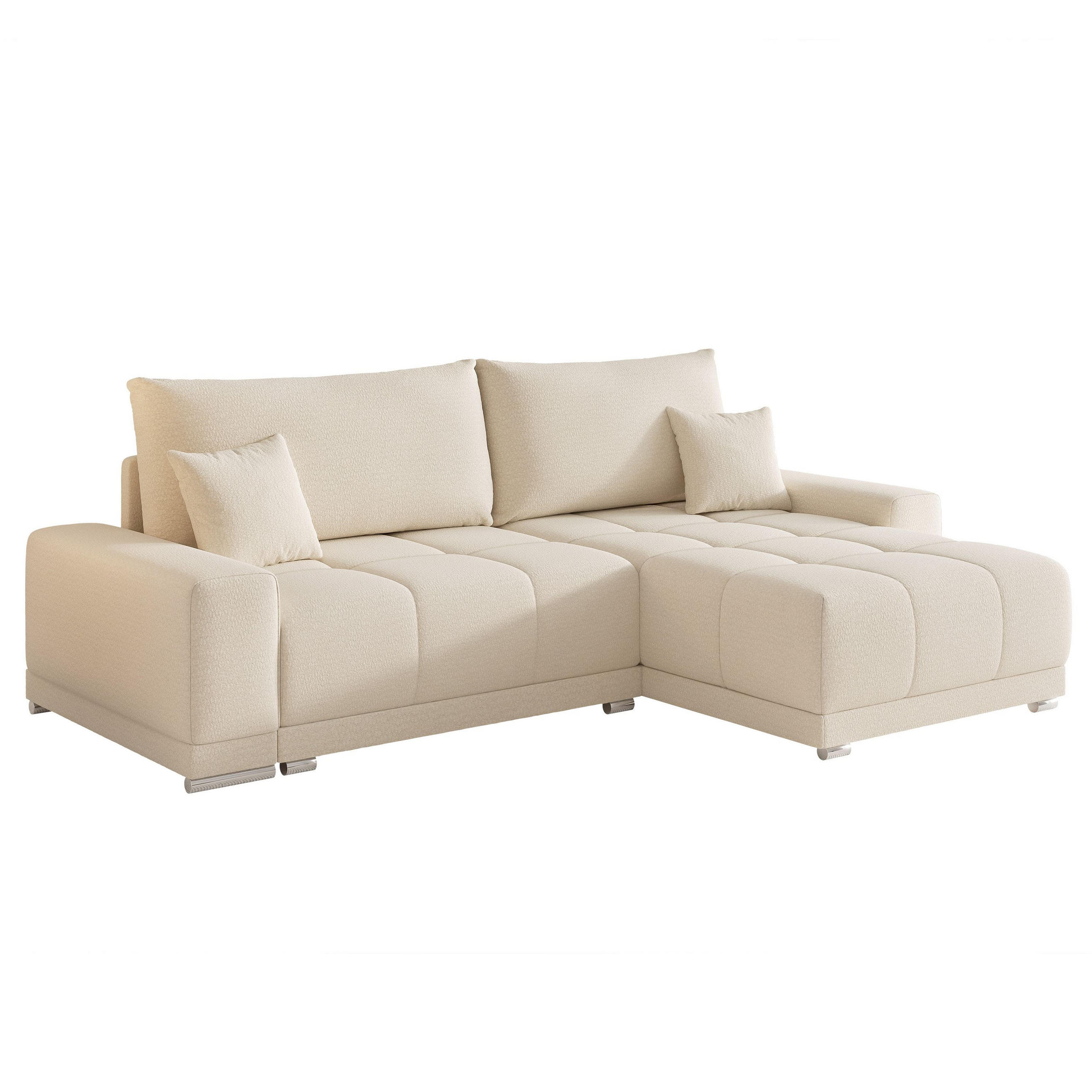 ECKSOFA TARA mit Schlaffunktion und Bettkasten Creme - Creme, Holzwerkstoff/Kunststoff (250/160cm) - Idohome