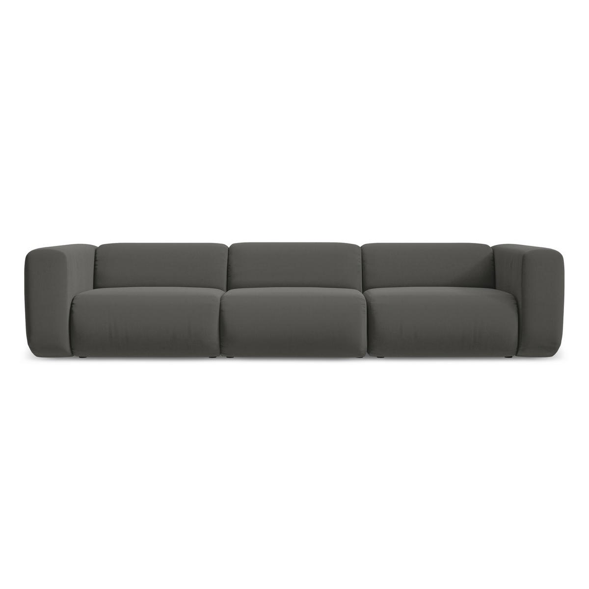 4-SITZER-SOFA Samt Stoff Grau - Dunkelgrau/Schwarz, Kunststoff/Textil (319/70/89cm) - LaMiaSofa