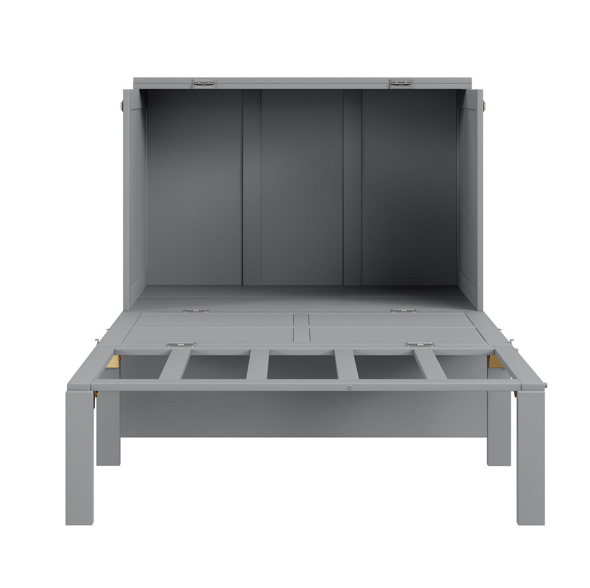 KLAPPBETT 90/200 cm in Grau – vertikales Klappsystem mit Stauraum - Grau, Holz (90/200cm) - BEAOK