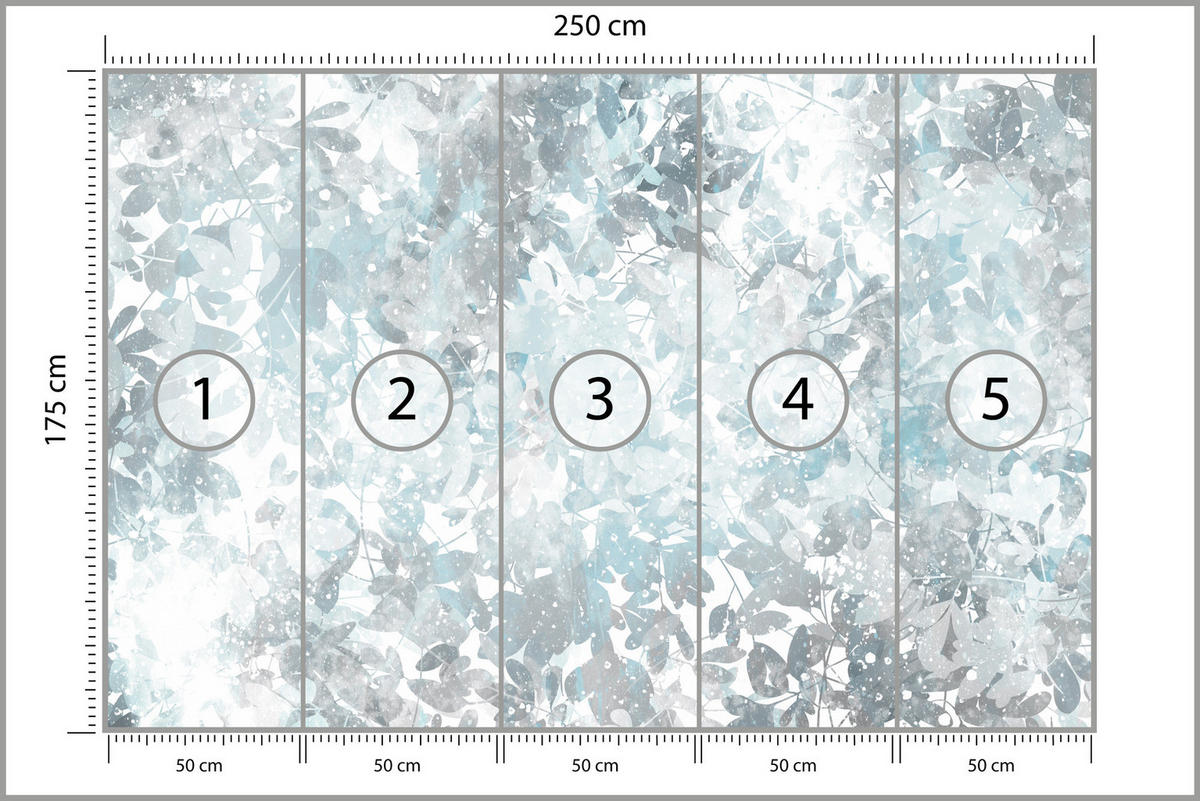 FOTOTAPETE für Wohnzimmer Blätter Abstraktion 250x175 - Blau/Weiß, Papier (250/175cm) - Muralo