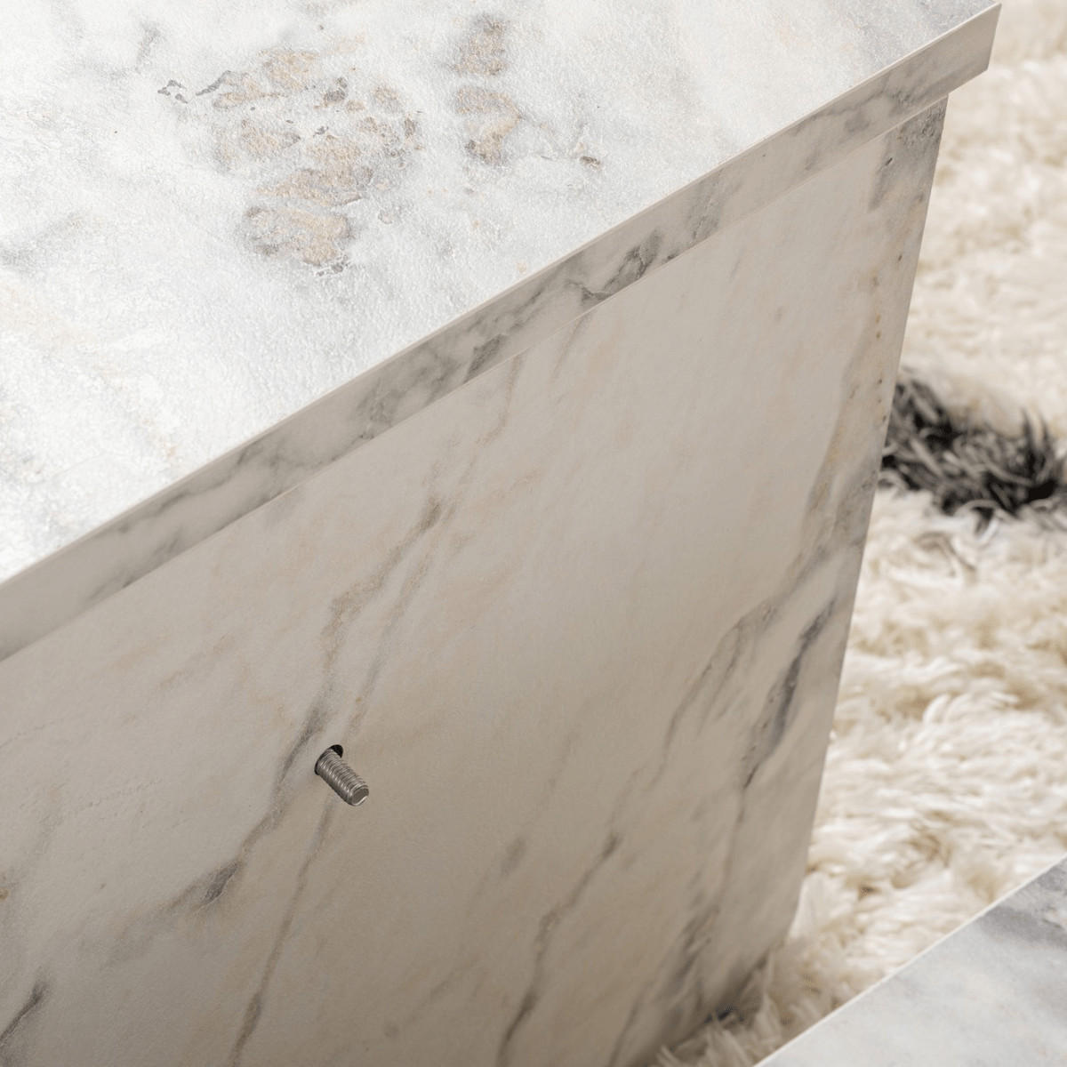 COUCHTISCH orion Marbre de Freesia - Weiß, Holzwerkstoff (9.5/90/35cm) - Calicosy