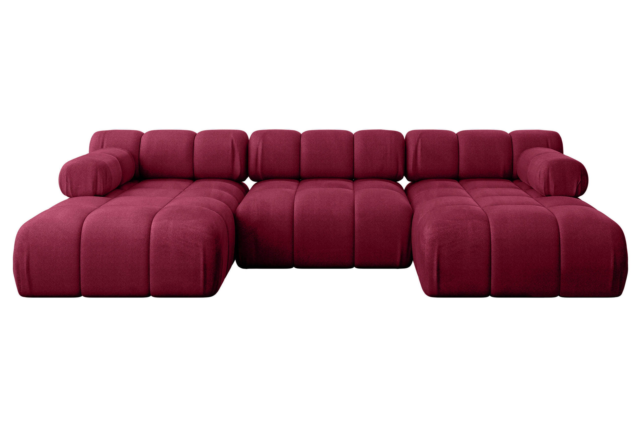 WOHNLANDSCHAFT modulares Sofa Tesso-U1 - 285x160x70 cm Bordeauxrot Velours - Bordeaux, Holzwerkstoff/Textil (285/70/160cm) - ALTDECOR