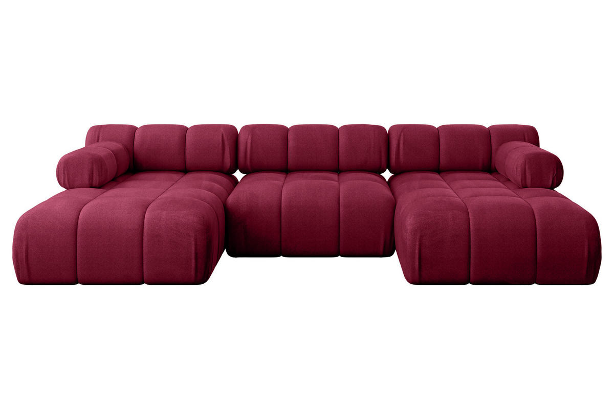 WOHNLANDSCHAFT modulares Sofa Tesso-U1 - 285x160x70 cm Bordeauxrot Velours - Bordeaux, Holzwerkstoff/Textil (285/70/160cm) - ALTDECOR