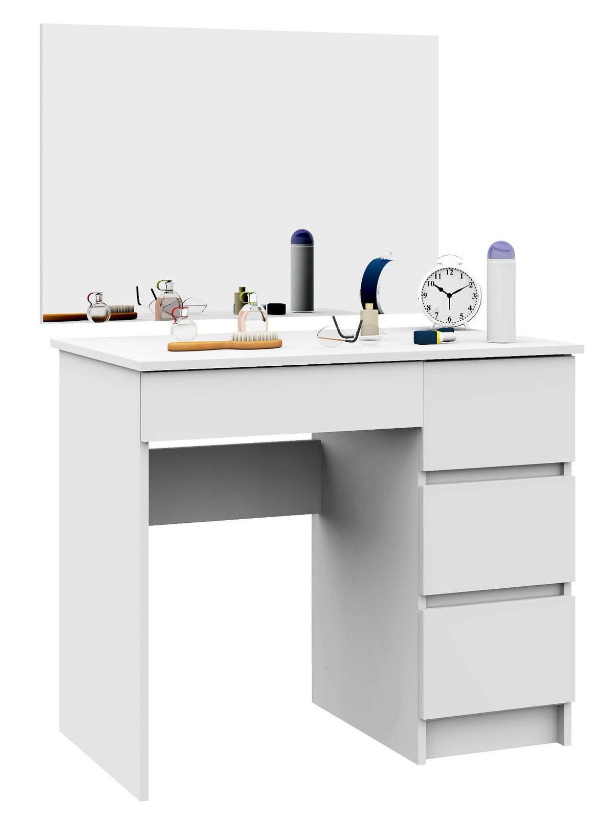 MĂSUȚĂ de machiaj cu oglindă - alb, compozit lemnos (90/142/50cm) - RAUMHIRSCH FURNITURE