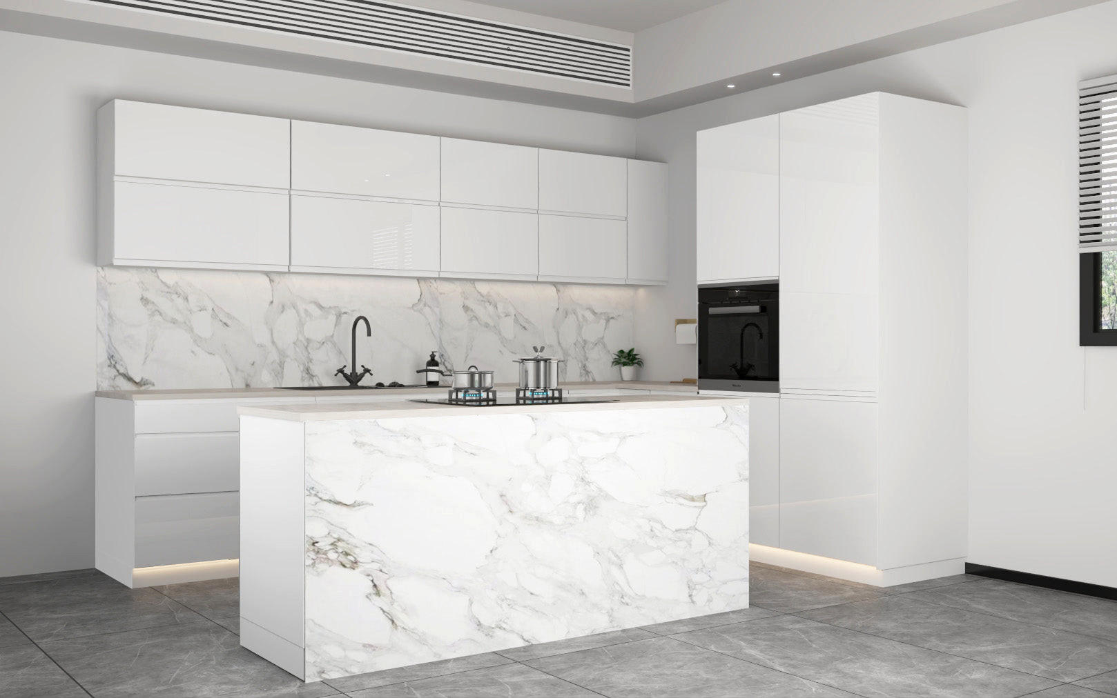 Royal24_Markt L-Küche Weiß 310x212x58 cm