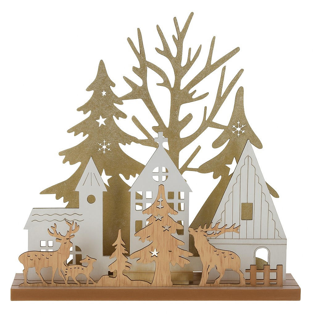 LED-TISCHLAMPE Weihnachten 20 cm - Beige, Holz (19/4.5/20cm) - Home Styling Collection