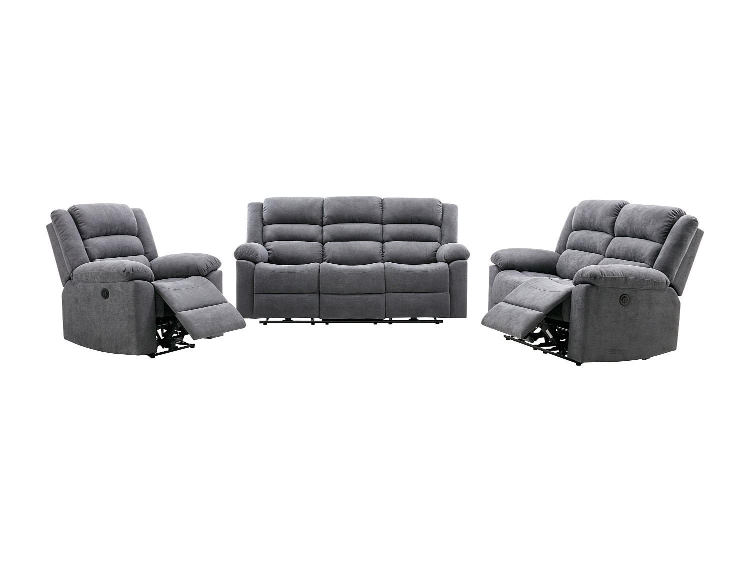 COUCHGARNITUR mit Sessel - 6 Personen - stoff - grau Burolo - Grau, Kunststoff/Textil (92/103/95cm) - Vente-Unique