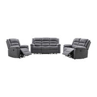 COUCHGARNITUR mit Sessel - 6 Personen - stoff - grau Burolo - Grau, Textil (92/103/95cm) - Vente-Unique