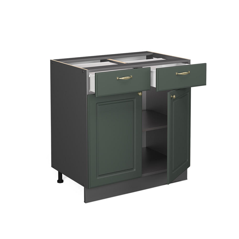 KÜCHENUNTERSCHRANK Fame-Line Grün-Gold Landhaus 80 cm ohne AP - Anthrazit/Grün, Holzwerkstoff (80/82/51.6cm) - Vicco