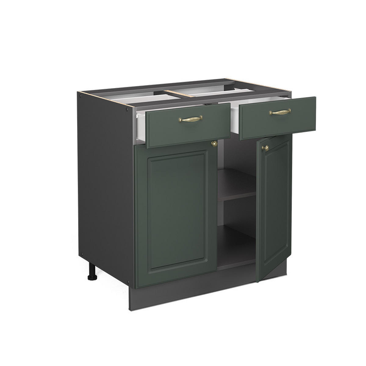 KÜCHENUNTERSCHRANK Fame-Line Grün-Gold Landhaus 80 cm, AP Eiche - Anthrazit/Grün, Holzwerkstoff (80/82/60cm) - Vicco