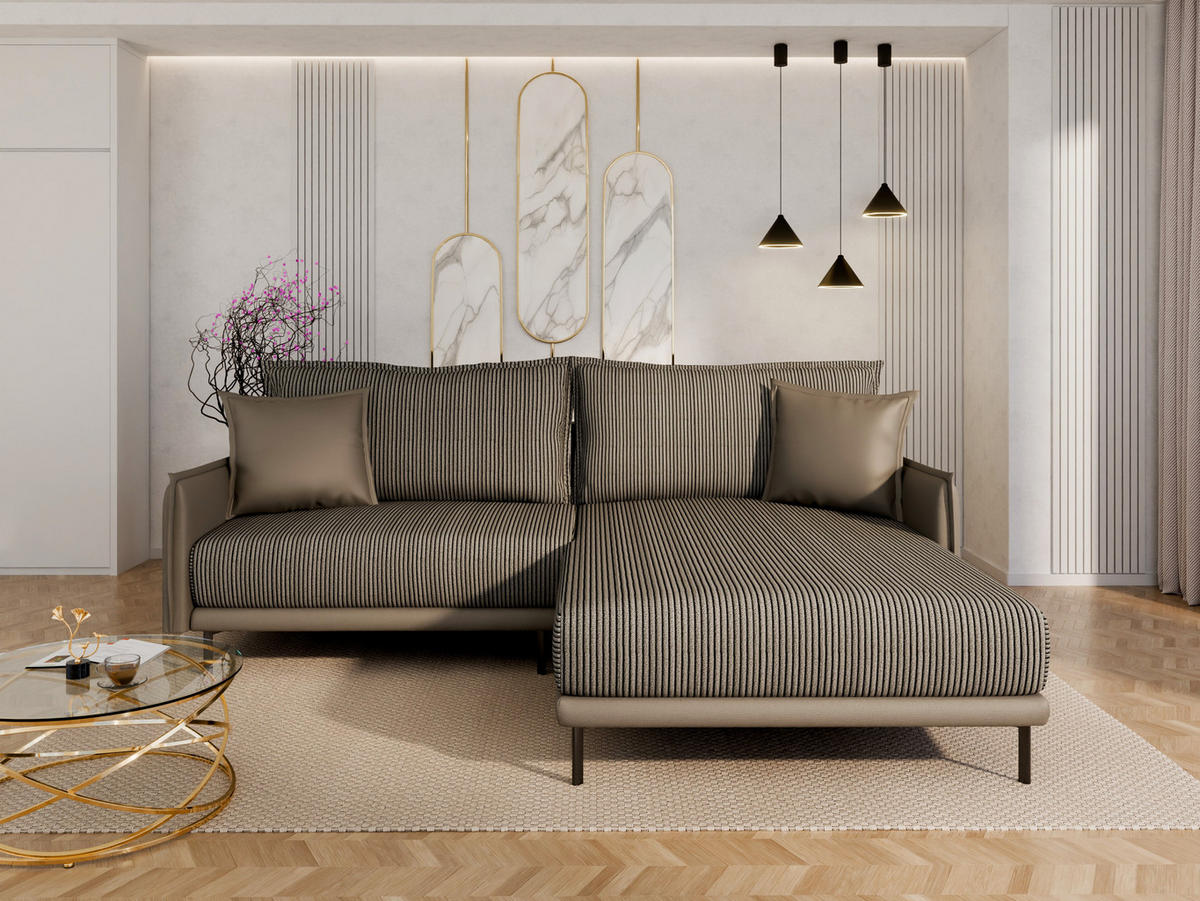 ECKSOFA Selva – modernes Design trifft auf höchsten Komfort, Mokka - Mokka, Holz (246/190cm) - Panda Möbel