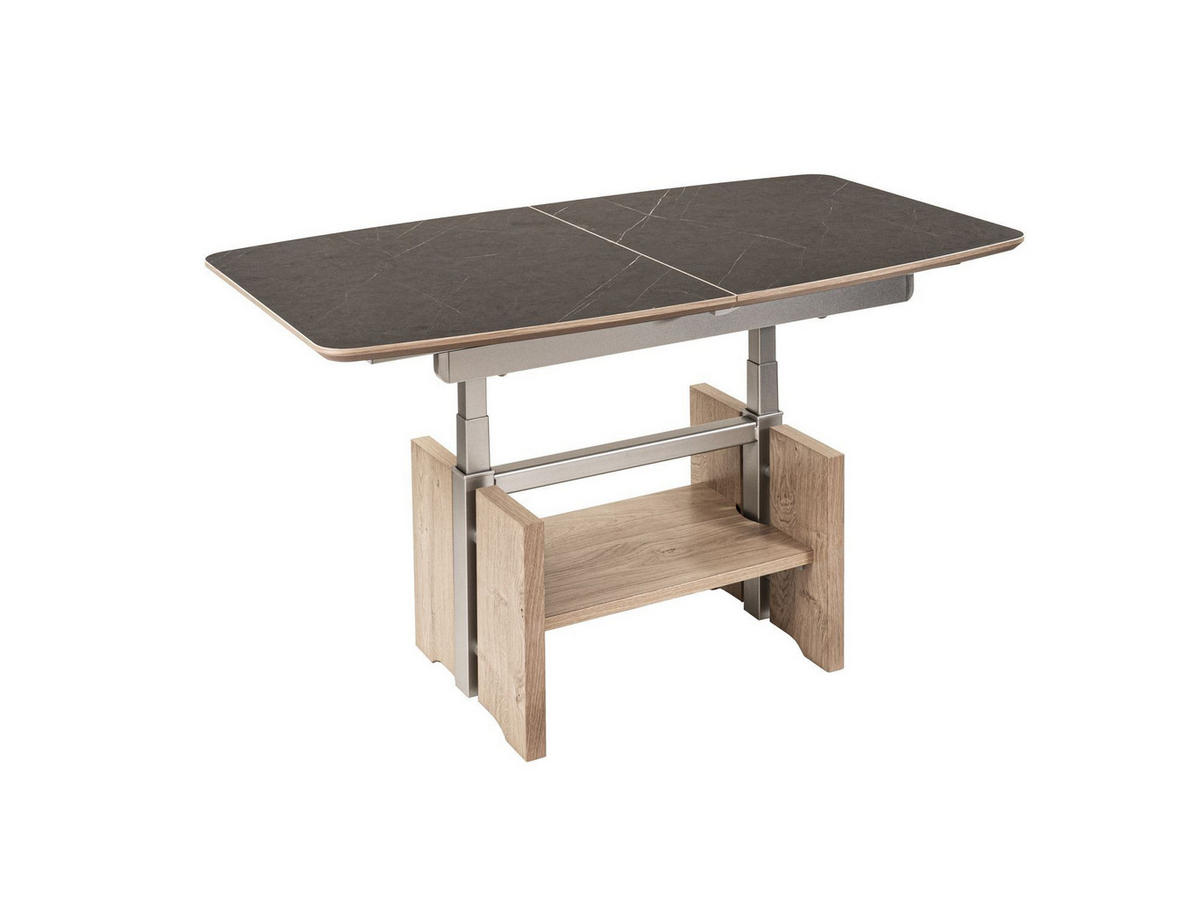 FUNKTIONSTISCH Chad 120x70x54 höhenverstellbar;ausziehbar Wildeiche Bianco/Marmara Nero - Braun, Holz (120/70/54cm) - 58aufmkessel
