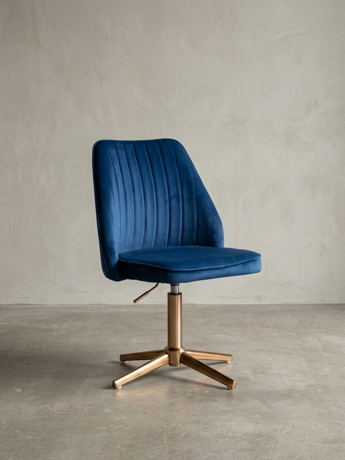 DREHSTUHL Samt mit Höhenverstellung, Eisenfuß und 360° Drehfunktion TANARO, Blau 60x60x100 cm - Blau/Goldfarben, Textil/Metall (60/100/60cm) - KADIMA DESIGN