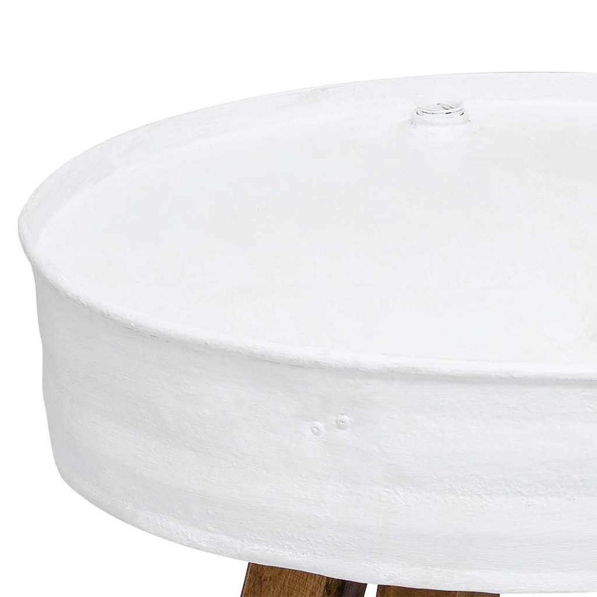 COUCHTISCH Altholz Massiv 60x45 cm Weiß - Weiß, Metall (60/60/45cm) - furnicato