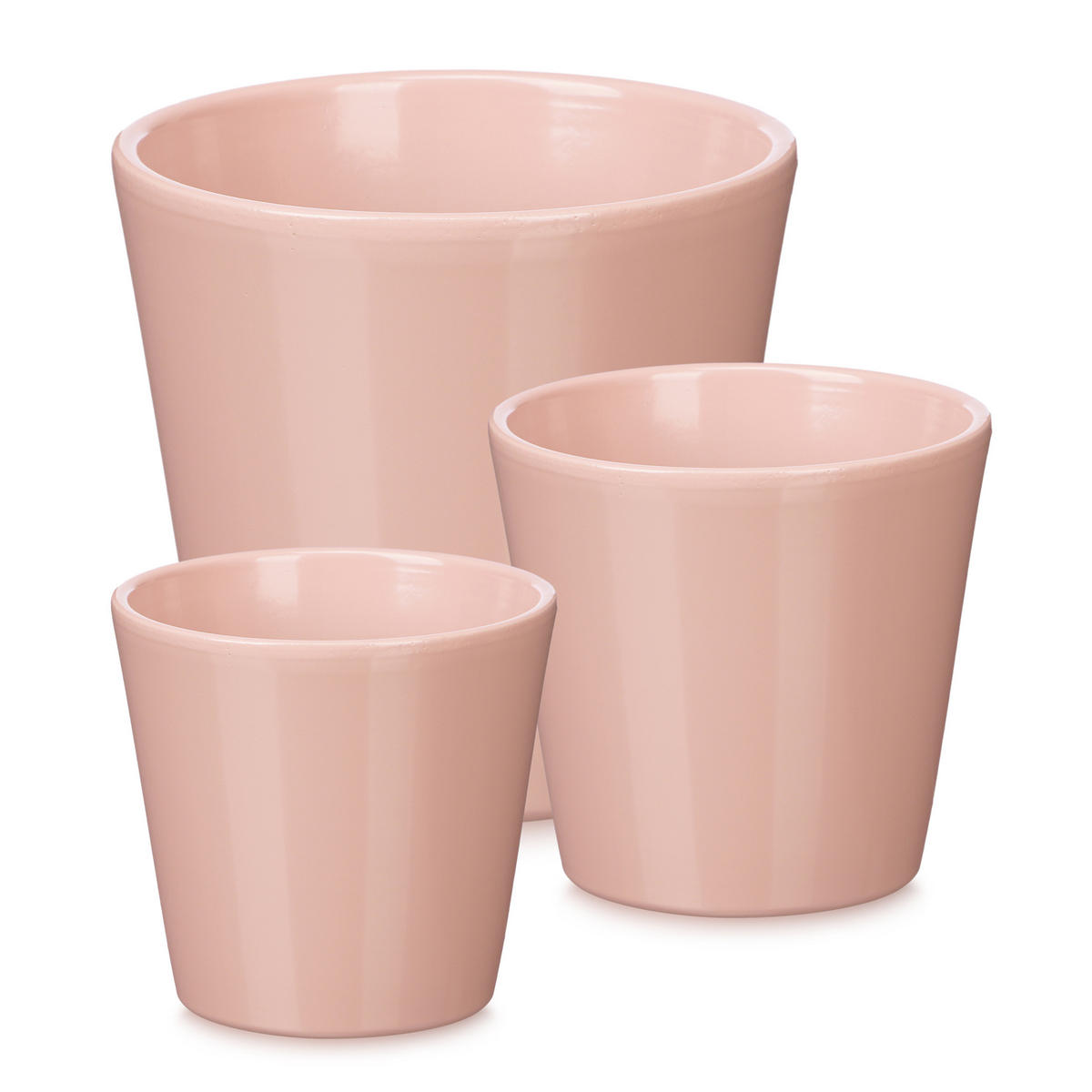 BLUMENTOPF konisch 14/17/22 cm 3er Set - Rosa, Keramik (22/19/22cm) - Ibergarden