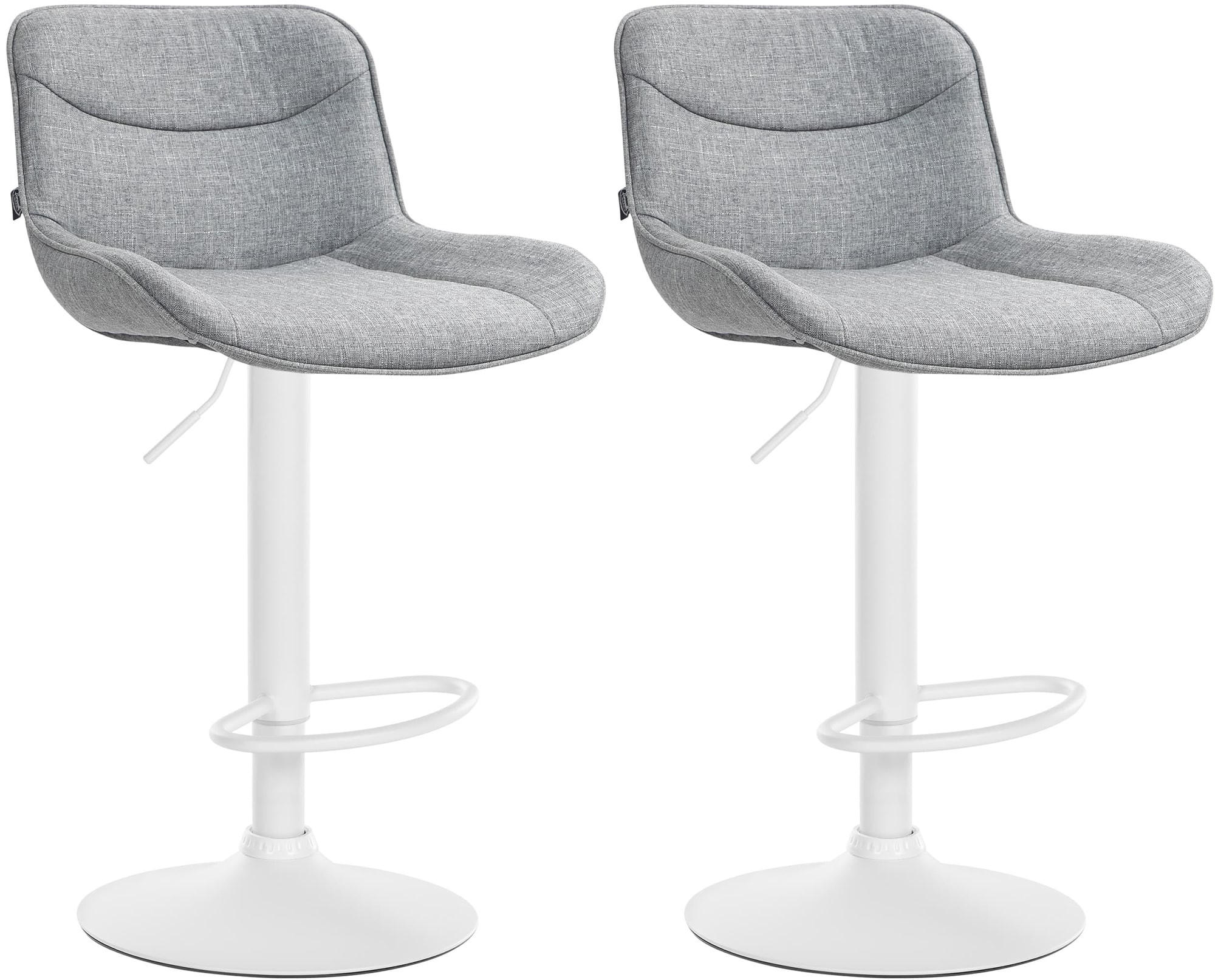 BARHOCKER 2er Set Stoff grau - Weiß/Grau, Textil/Metall (49/85/51cm) - CLP