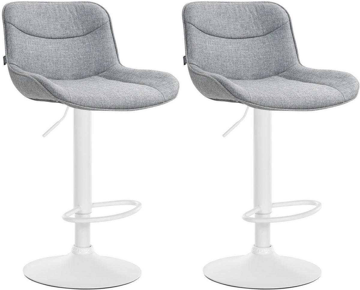 BARHOCKER 2er Set Stoff grau - Weiß/Grau, Textil/Metall (49/85/51cm) - CLP