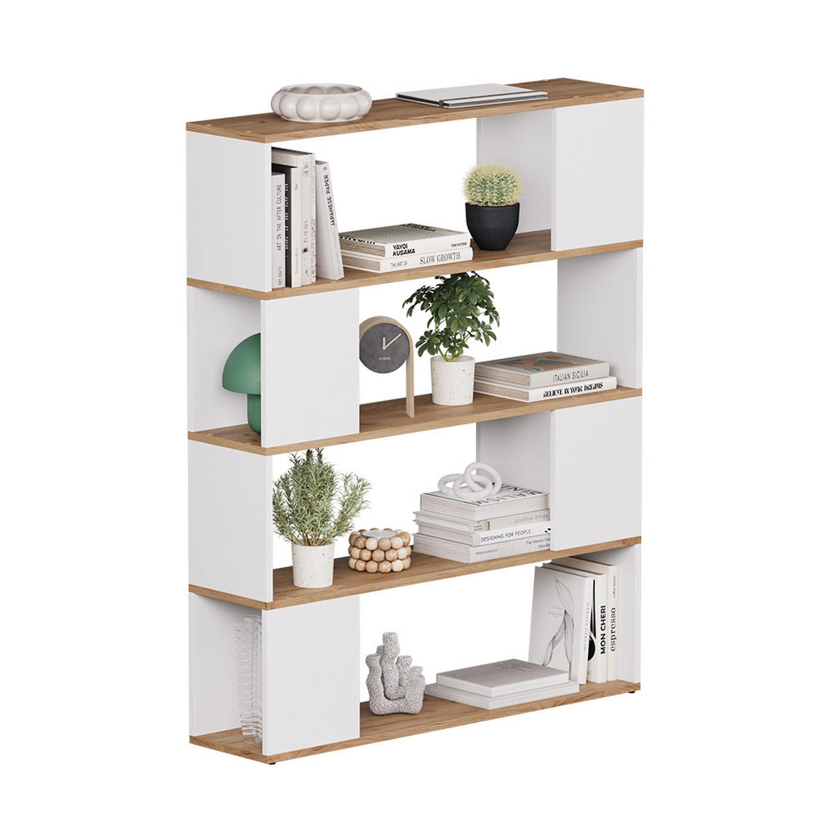 RAUMTEILER Eneos Weiß/Goldkraft Eiche 100 x 124.5 cm - Eiche Wotan/Weiß, Holzwerkstoff (100/124.5/24cm) - Vicco