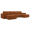 WOHNLANDSCHAFT Samt Stoff Orange - Terra cotta/Schwarz, Kunststoff/Textil (398/82/185cm) - Makamii