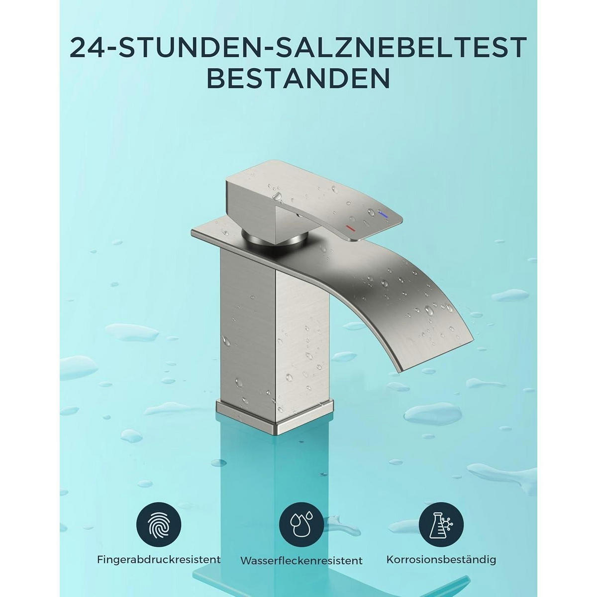 WASCHTISCHARMATUR Wasserfall gebürstet 80 mm - Silberfarben, Metall (12.7/7.5/14.2cm)