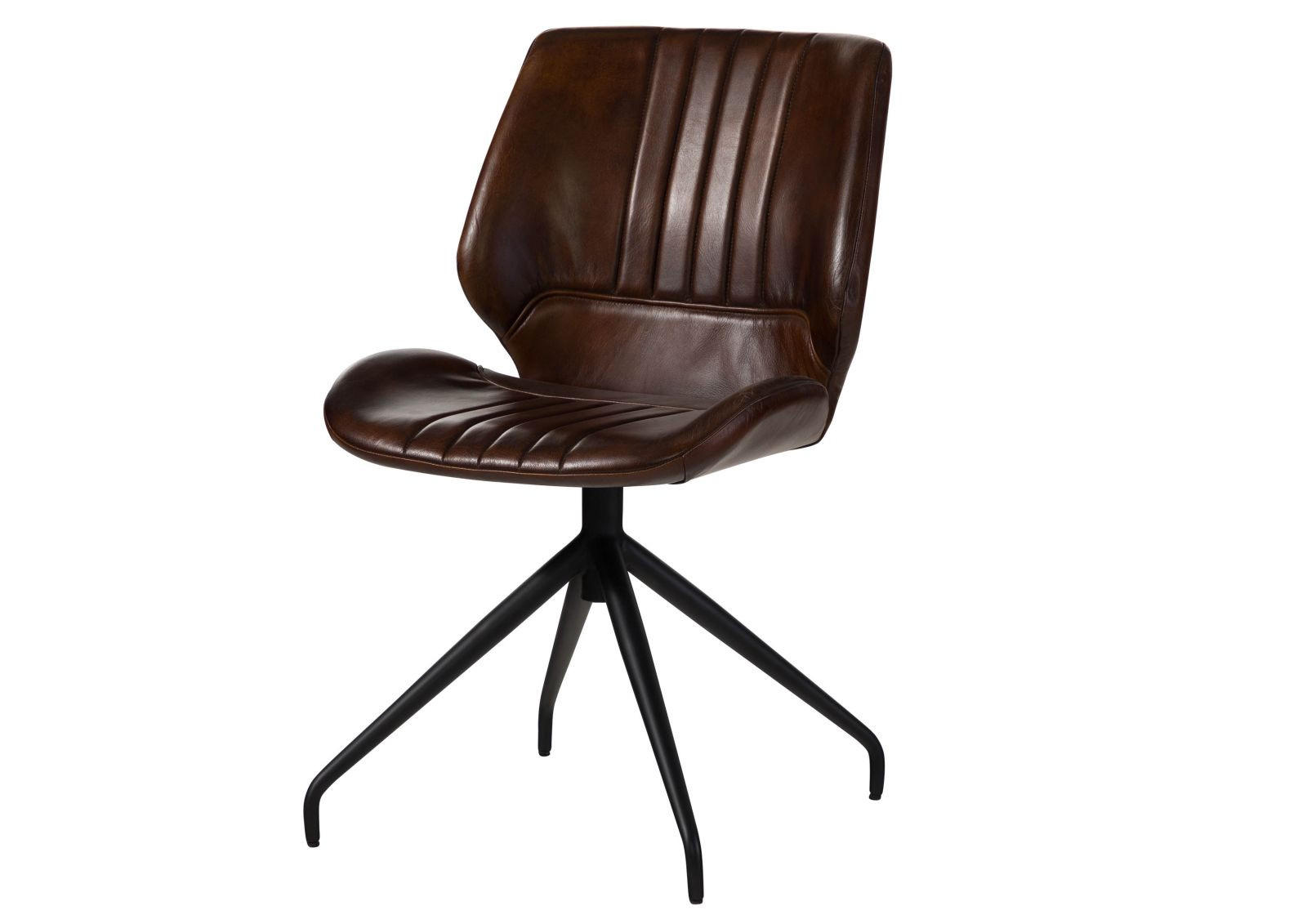 STUHL Echtleder (Büffel) 51 x 61 x 84 cm braun IRON LABEL #111 - Braun, Leder (51/84/61cm) - Massivmoebel24