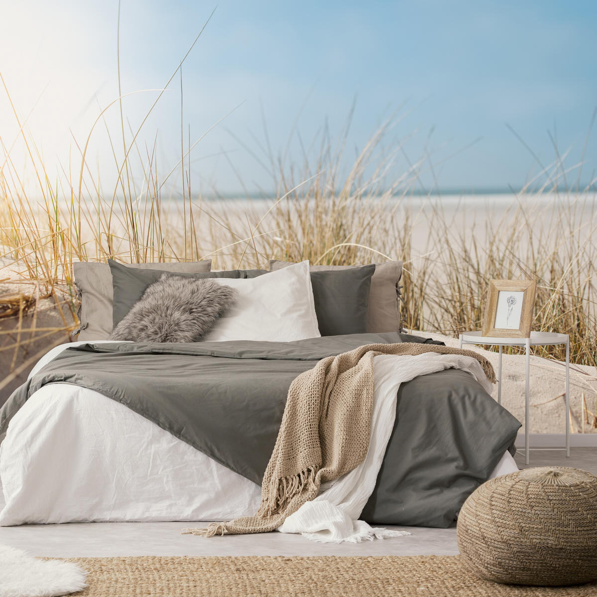 FOTOTAPETA Pre Spálňu Duny Piesočná Pláž Tráva Výhľad Na More 300 x 210 cm - modrá/žltá, papier (300/210cm) - Muralo