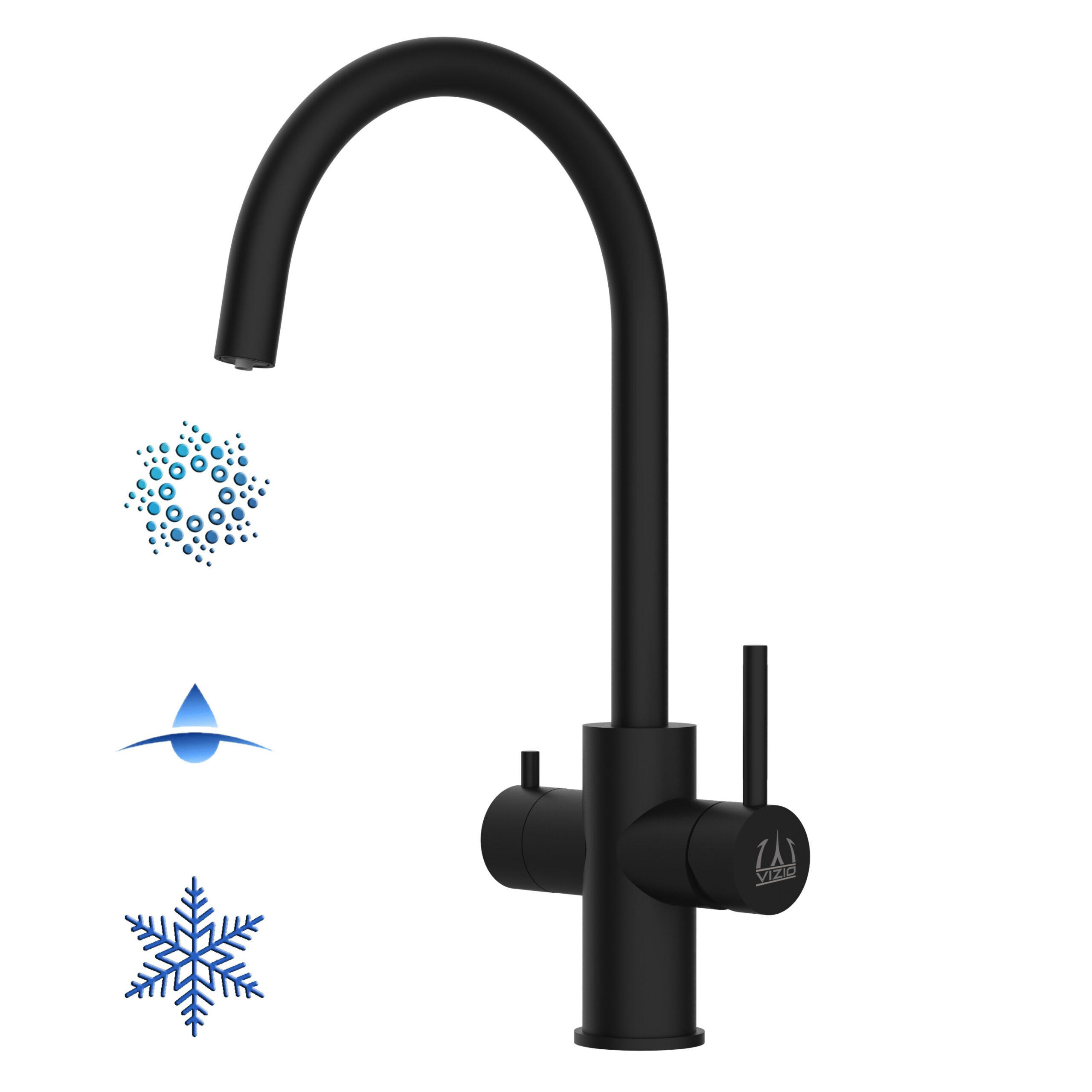 5-WEGE-KÜCHENARMATUR, Edelstahl Massiv aus Chirurgenstahl, PVD Schwarz Matt, 360° schwenkbar - Schwarz, Metall (23/38.6/23cm) - VIZIO