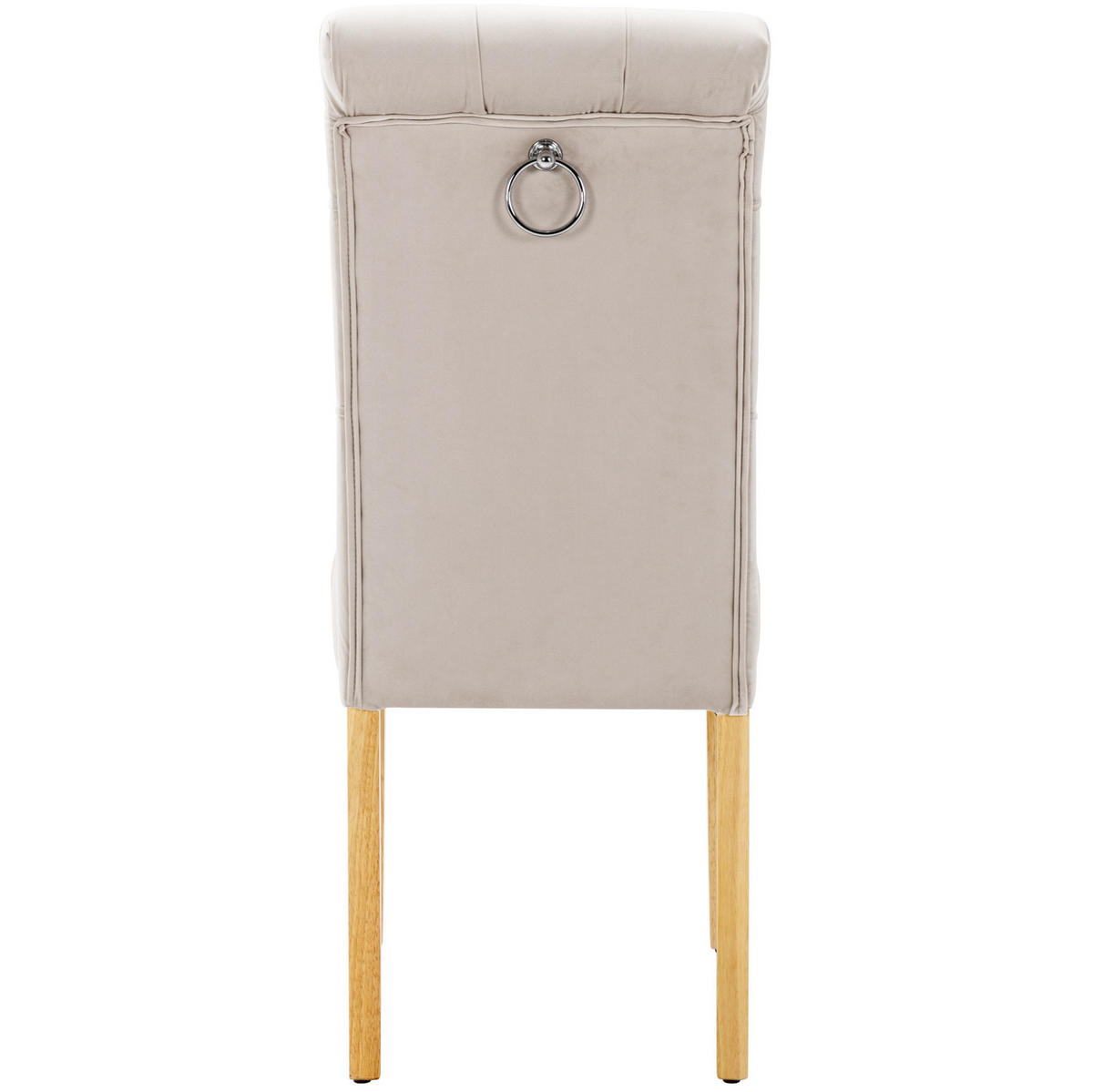 ESSZIMMERSTUHL 6er-Set Samt mit Eichenbeinen Beige - Beige, Holz (43/100/63.2cm) - Meubliv