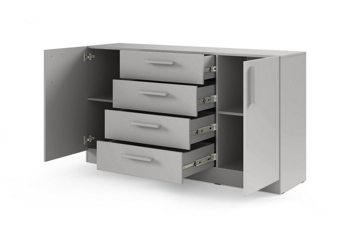 KOMMODE BRISSO BRK1 155,5/85/40 cm in Platingrau - Grau, Holzwerkstoff (156/85/40cm) - Deine Möbel 24