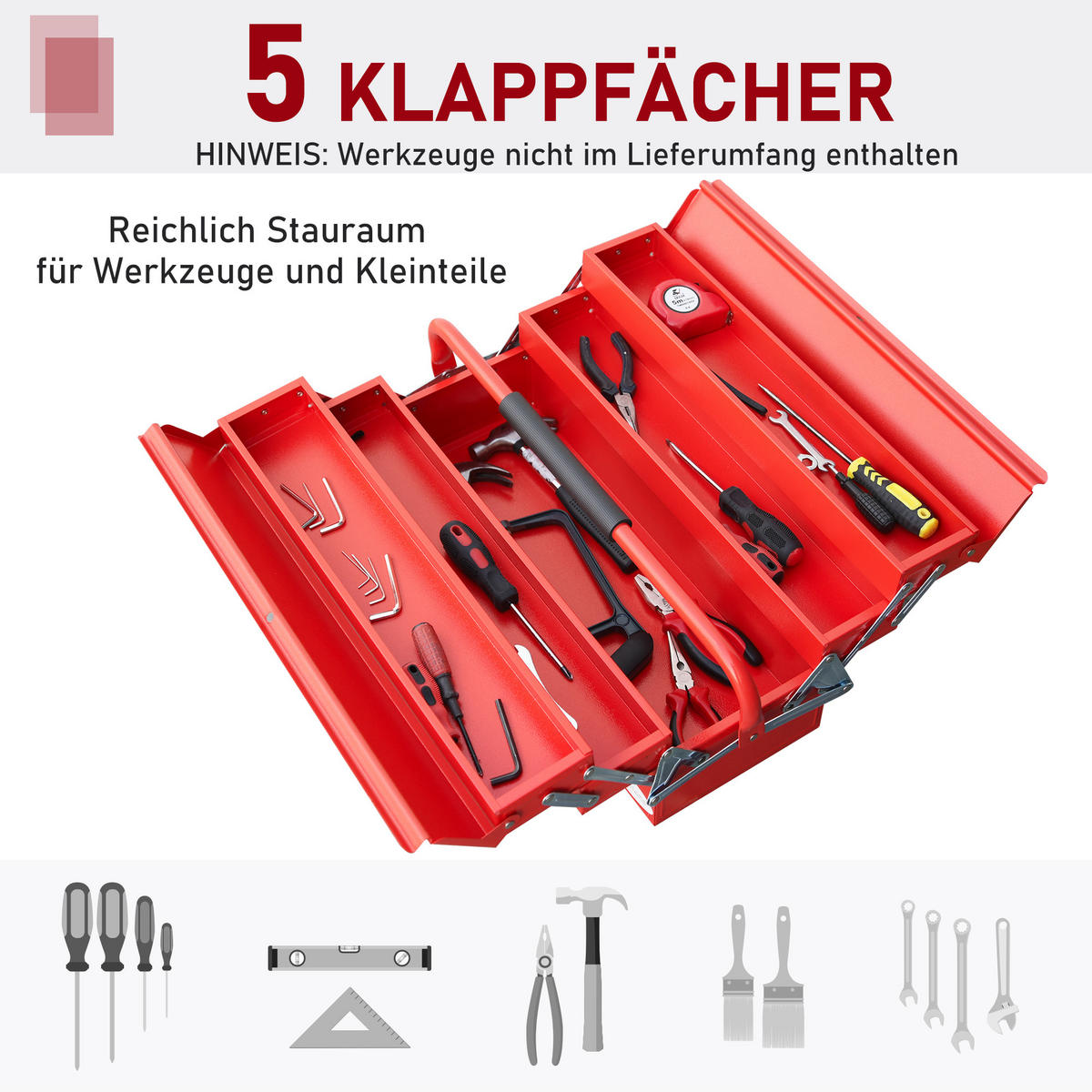 WERKZEUGKOFFER - Rot, Metall (20/34/56cm) - DURHAND