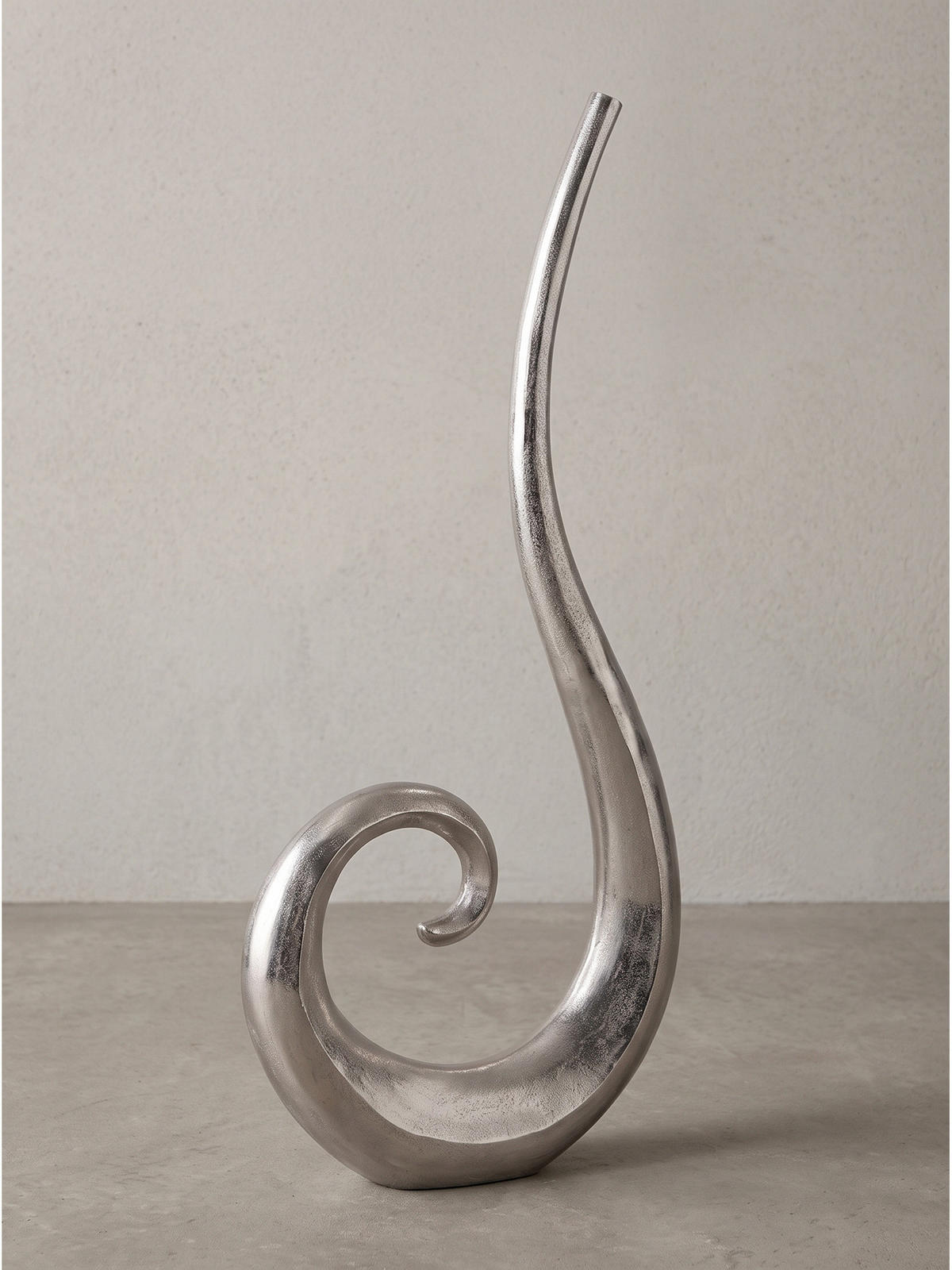 BODENVASE BAVENO, Aluminium, handgefertigt, Silber, 48 x 10 x 100 cm - Silberfarben, Metall (100cm) - KADIMA DESIGN