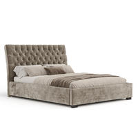 POLSTERBETT Vezzola Beige 160/200 cm im Chenille-Stoff - Beige/Schwarz, Holz/Holzwerkstoff (160/200cm) - Maison de Reve