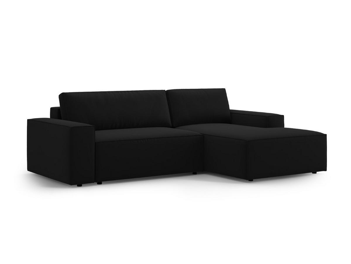 ECKSOFA ausklappbar rechts mit Container Jodie aus Samt schwarz 3 Sitzplätze - Schwarz, Textil (151/246cm) - Micadoni