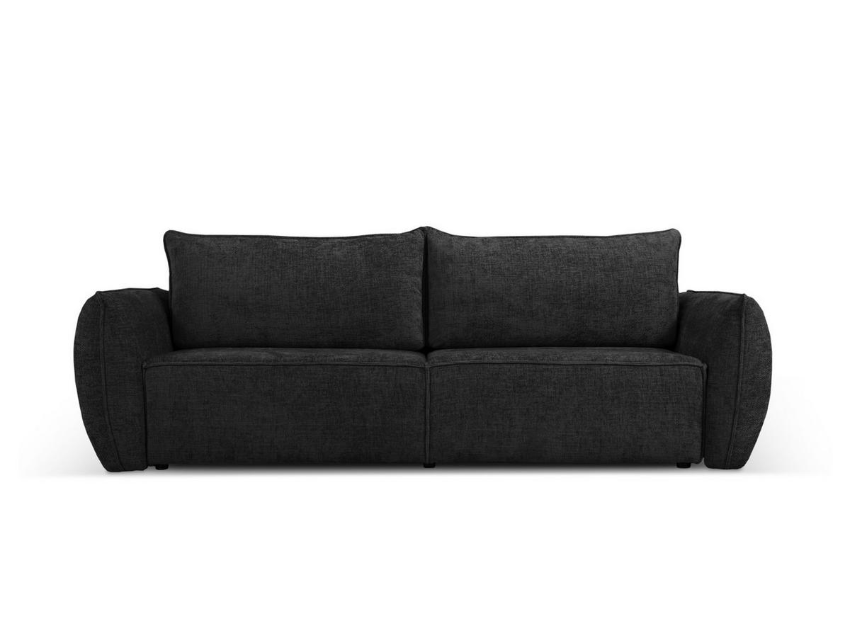 AUSKLAPPBARES-SOFA mit Bettkasten Kaelle aus Chenille-Stoff schwarz 3 Sitzplätze - Schwarz, Textil (97/91/244cm) - Micadoni